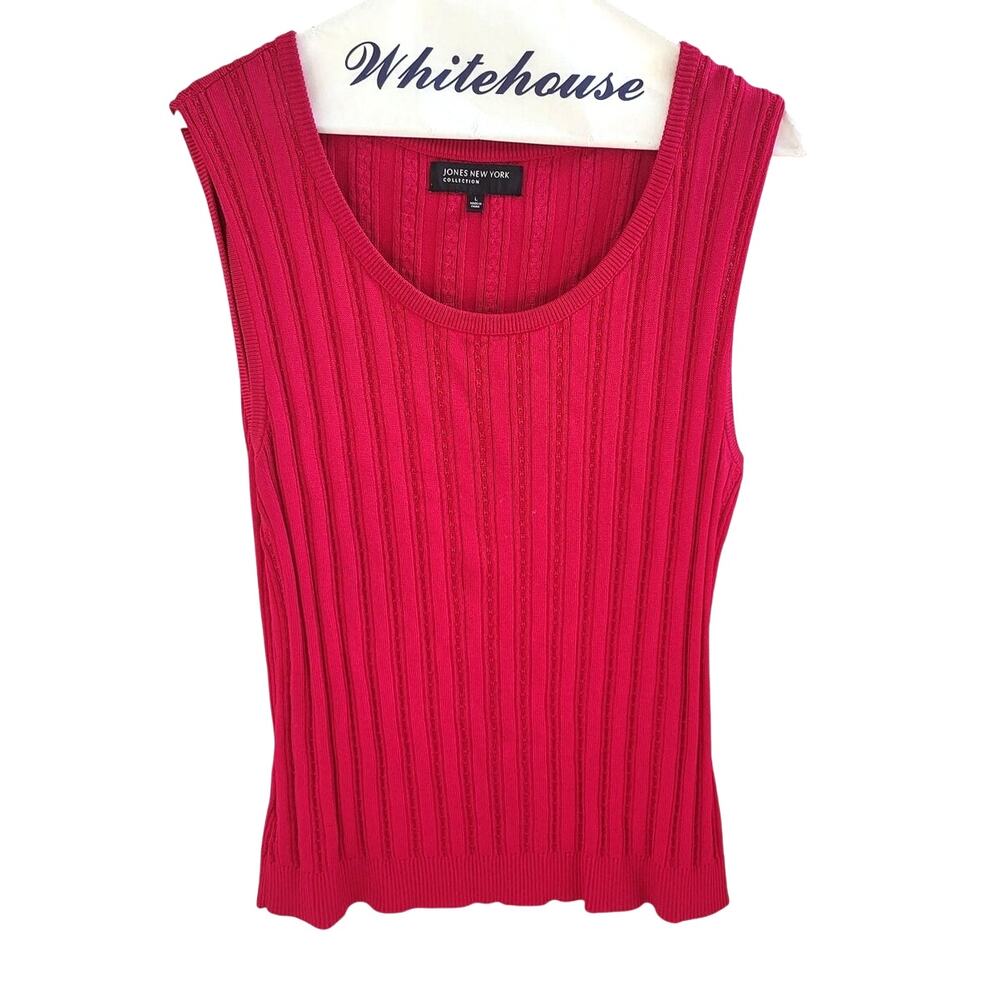 Jones New York Collection Magenta Knit Sleeveless Blouse - L
